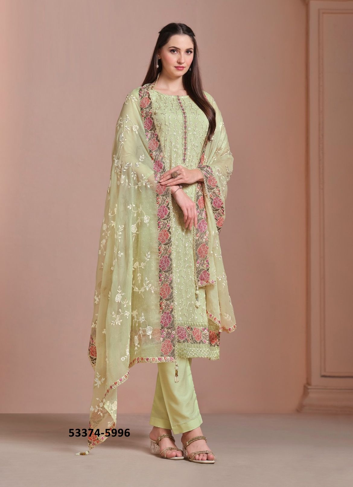AMINA - CATALOG # 53374 (SET OF 6 SEMI-STITCHED SUITS) AMINA - CATALOG # 53374 (SET OF 6 SEMI-STITCHED SUITS)