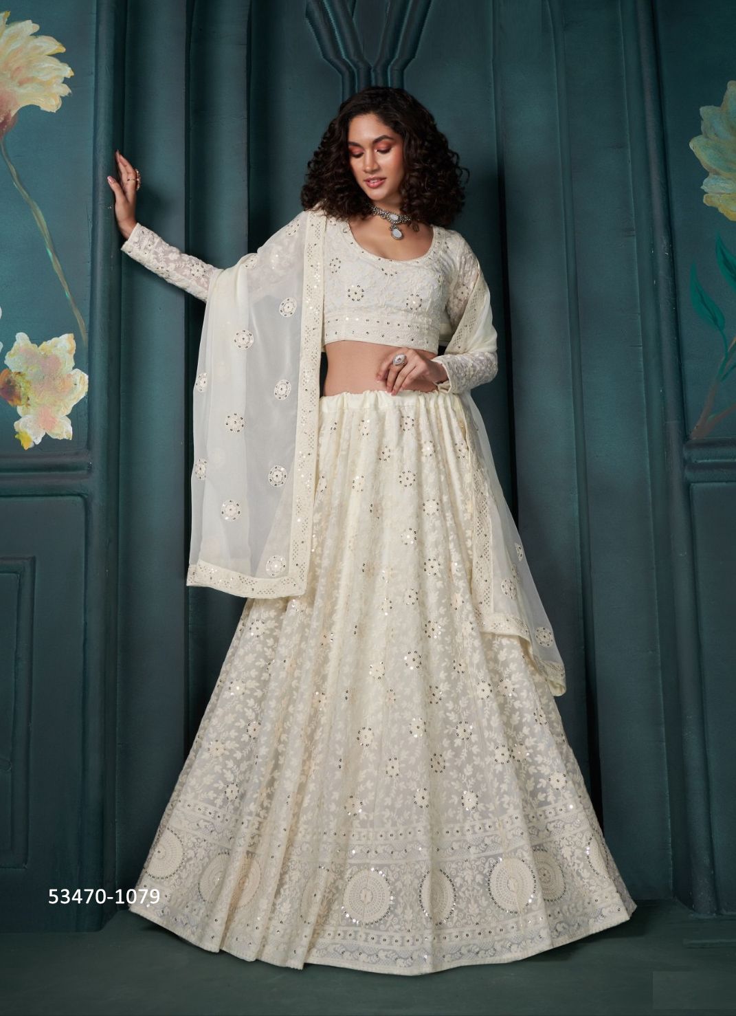 AFFAIR 3 - CATALOG # 53470 (SET OF 4 LEHENGAS (SEMI-STITCHED))