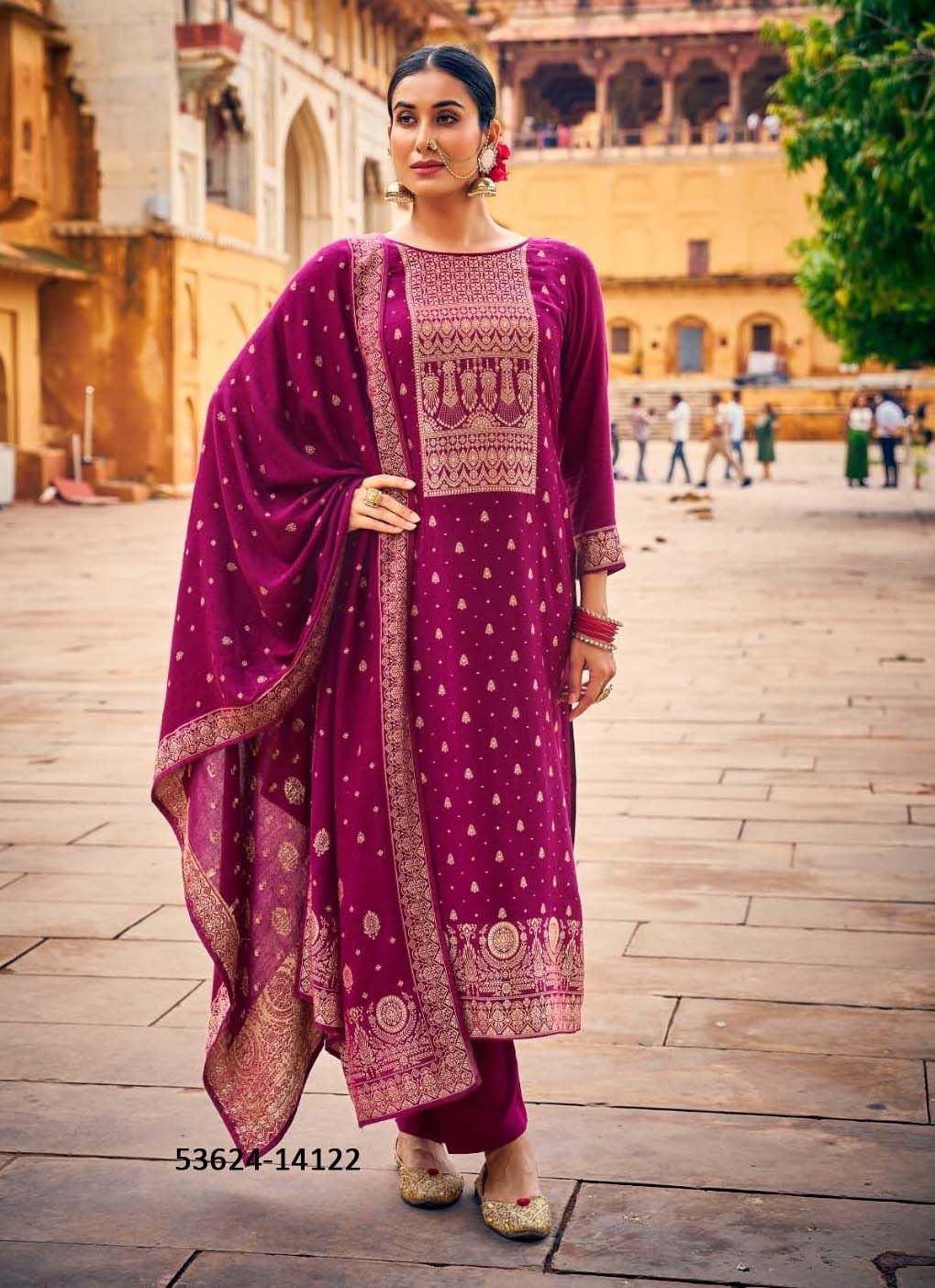 MAHARAJA - CATALOG # 53624 (SET OF 6 SEMI-STITCHED SUITS)