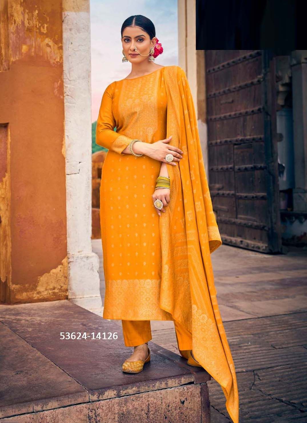 MAHARAJA - CATALOG # 53624 (SET OF 6 SEMI-STITCHED SUITS)