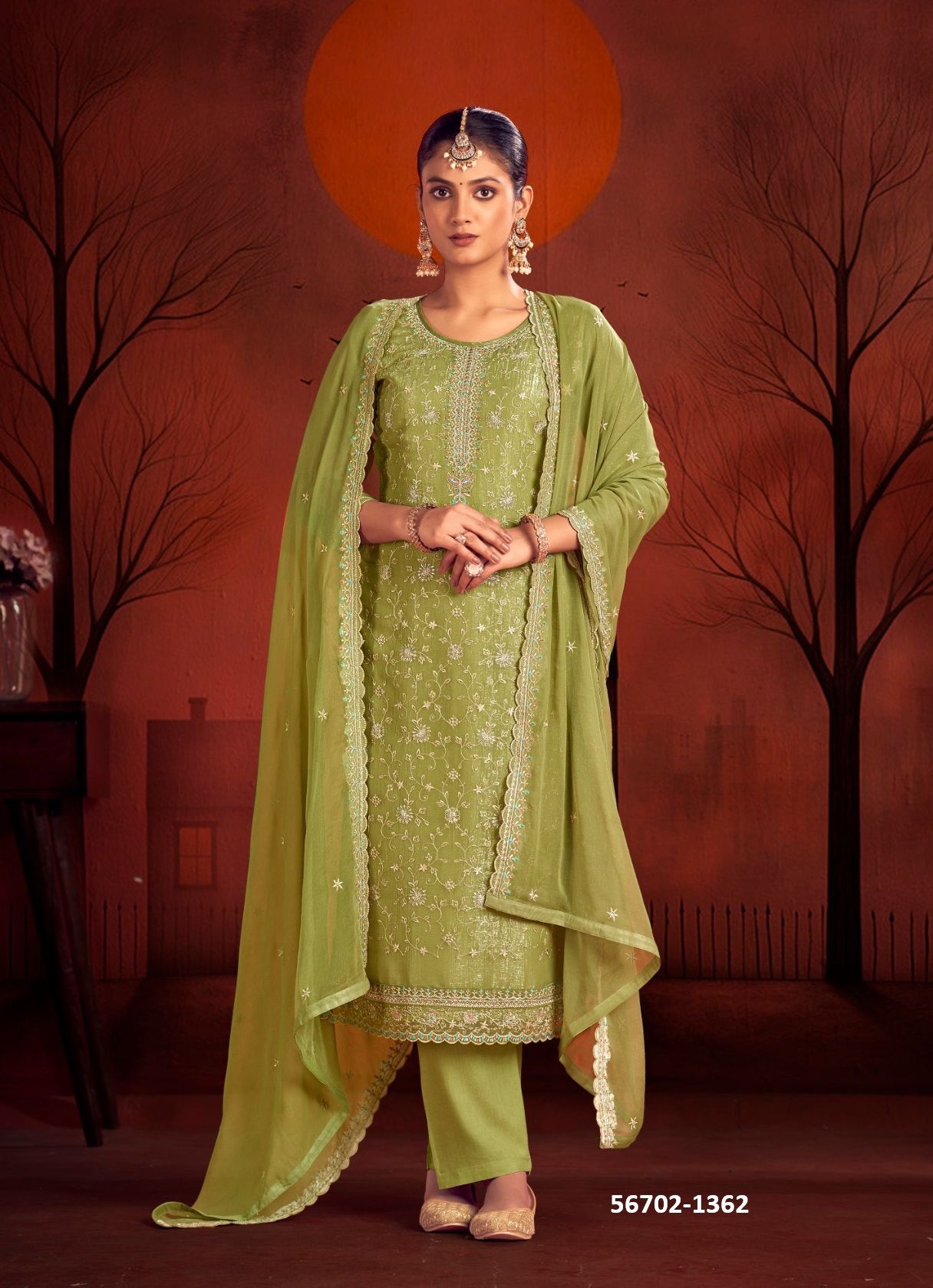 KUNDAN - CATALOG # 56702 (SET OF 4 SEMI-STITCHED SUITS) KUNDAN - CATALOG # 56702 (SET OF 4 SEMI-STITCHED SUITS)