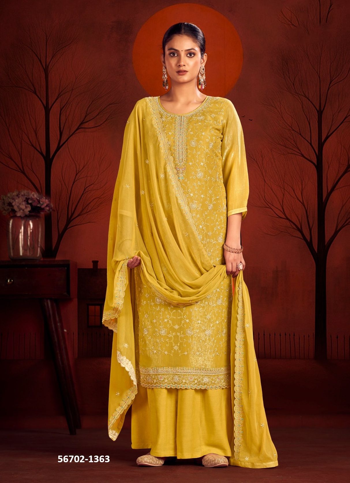 KUNDAN - CATALOG # 56702 (SET OF 4 SEMI-STITCHED SUITS) KUNDAN - CATALOG # 56702 (SET OF 4 SEMI-STITCHED SUITS)