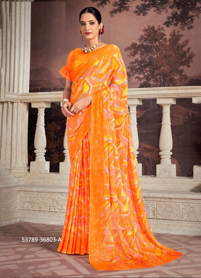 STAR CHIFFON 173 - CATALOG # 53789 (SET OF 12 SAREES)