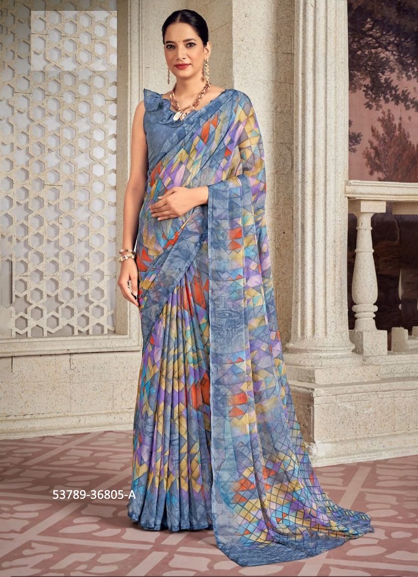 STAR CHIFFON 173 - CATALOG # 53789 (SET OF 12 SAREES)
