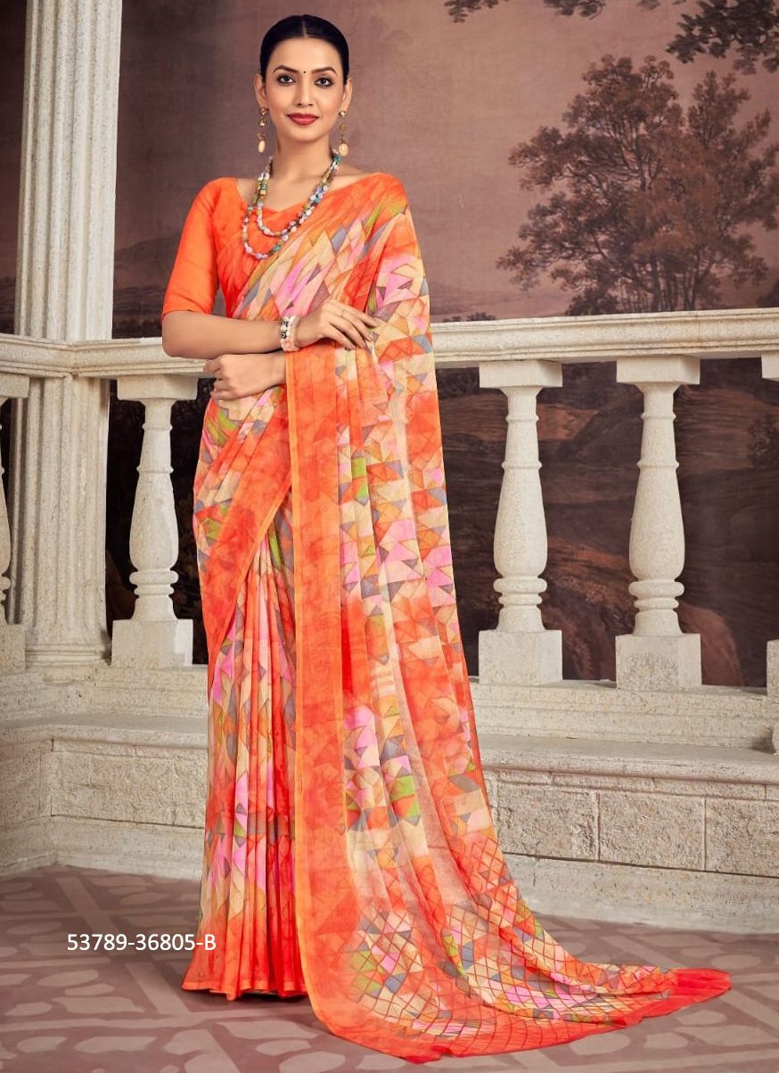 STAR CHIFFON 173 - CATALOG # 53789 (SET OF 12 SAREES)