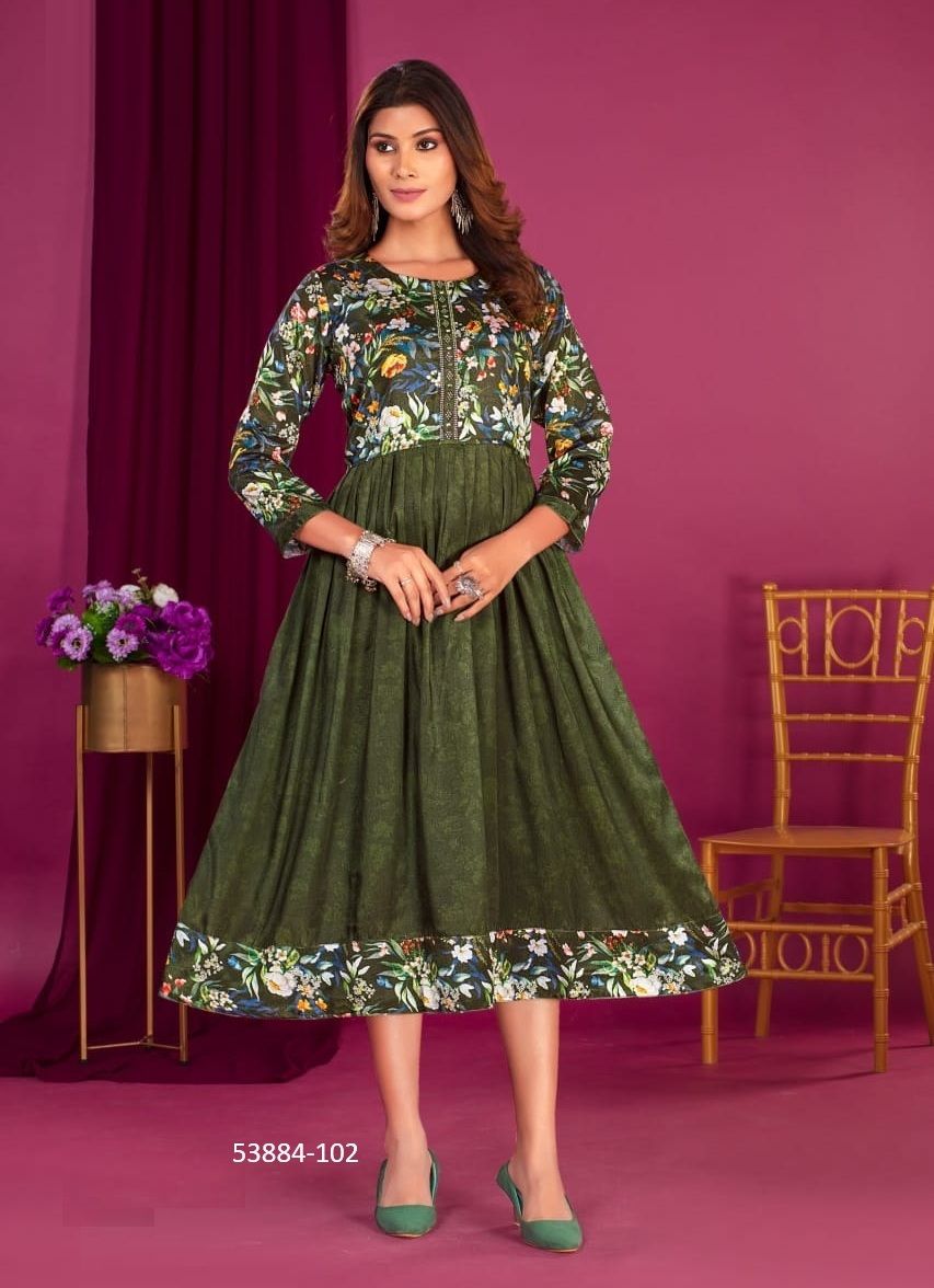 ORGANZA - CATALOG # 53884 (SET OF 6 READYMADE KURTIS) ORGANZA - CATALOG # 53884 (SET OF 6 READYMADE KURTIS)