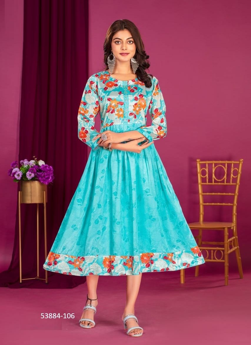ORGANZA - CATALOG # 53884 (SET OF 6 READYMADE KURTIS) ORGANZA - CATALOG # 53884 (SET OF 6 READYMADE KURTIS)