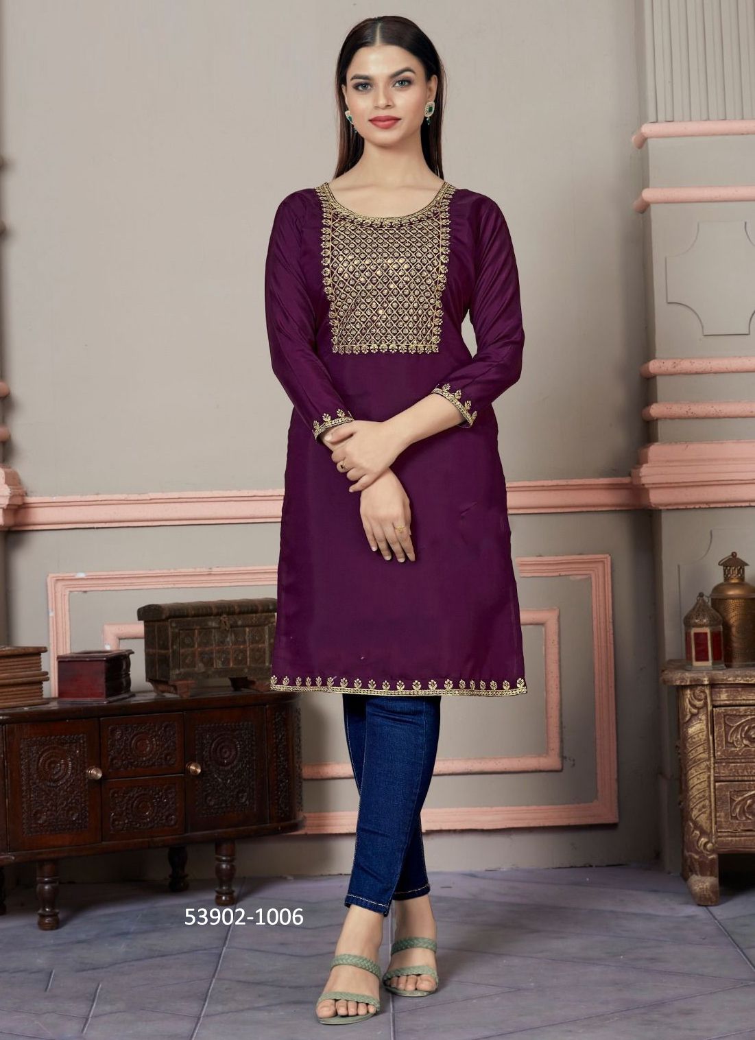 ROMAN - CATALOG # 53902 (SET OF 6 READYMADE KURTIS) ROMAN - CATALOG # 53902 (SET OF 6 READYMADE KURTIS)