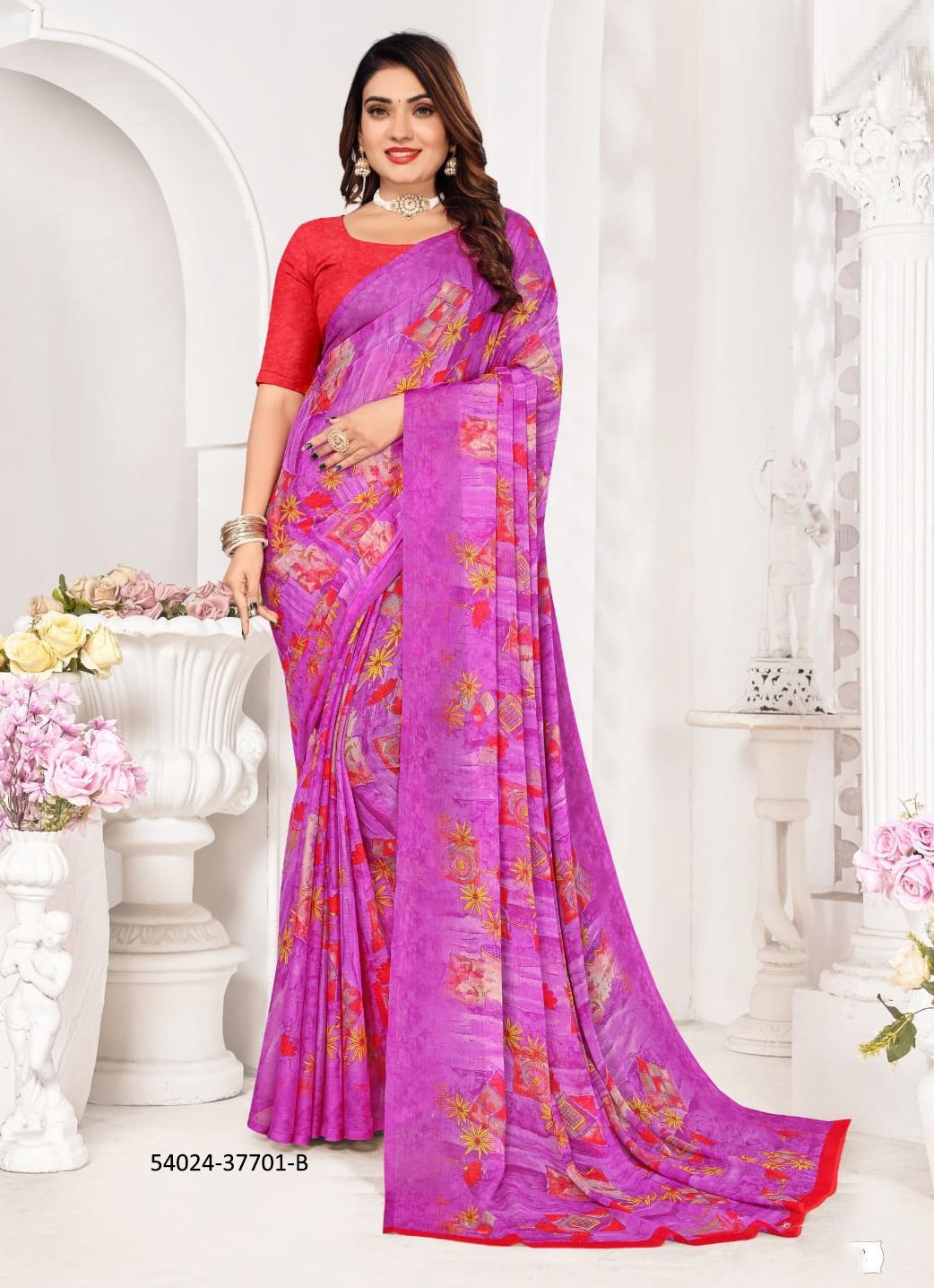 STAR CHIFFON 177 - CATALOG # 54024 (SET OF 12 SAREES)