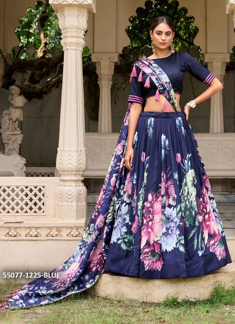COLORS OF 1225 - CATALOG # 55077 (SET OF 4 LEHENGAS (SEMI-STITCHED))