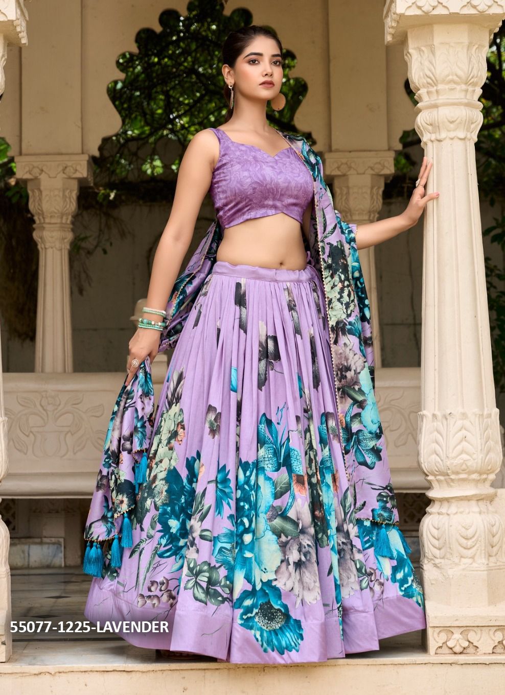 COLORS OF 1225 - CATALOG # 55077 (SET OF 4 LEHENGAS (SEMI-STITCHED))