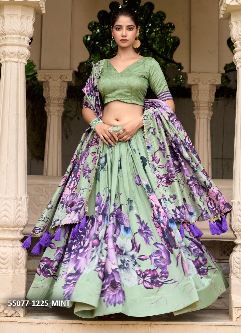 COLORS OF 1225 - CATALOG # 55077 (SET OF 4 LEHENGAS (SEMI-STITCHED))