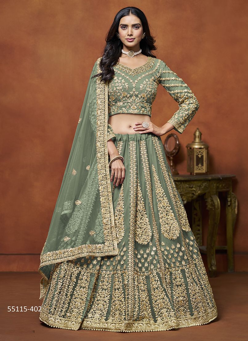 MEHVISH 4 - CATALOG # 55115 (SET OF 4 LEHENGAS (SEMI-STITCHED))