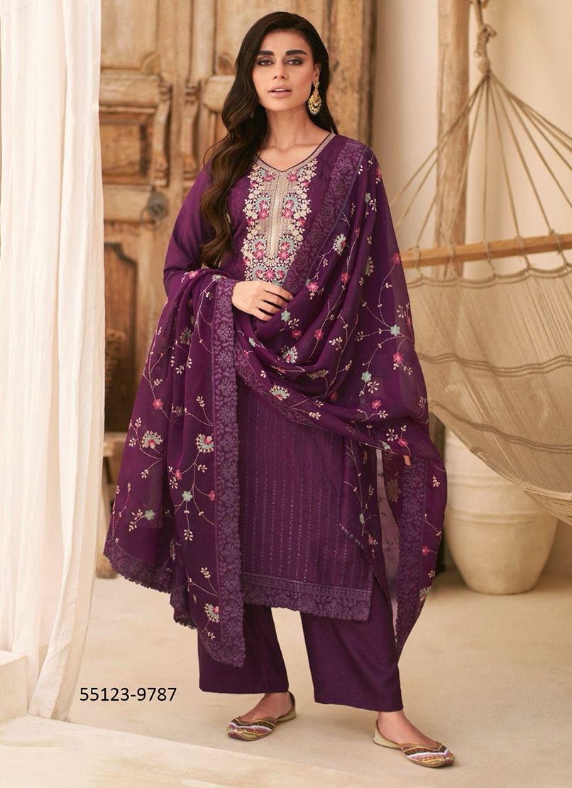 AFREEN - CATALOG # 55123 (SET OF 5 SEMI-STITCHED SUITS)