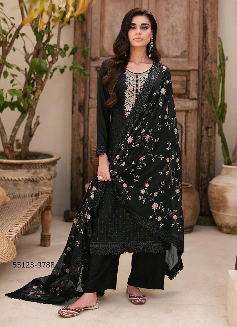 AFREEN - CATALOG # 55123 (SET OF 5 SEMI-STITCHED SUITS)
