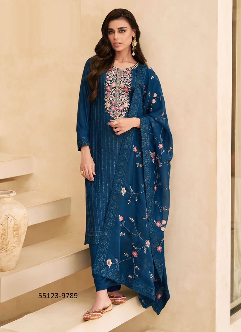 AFREEN - CATALOG # 55123 (SET OF 5 SEMI-STITCHED SUITS)
