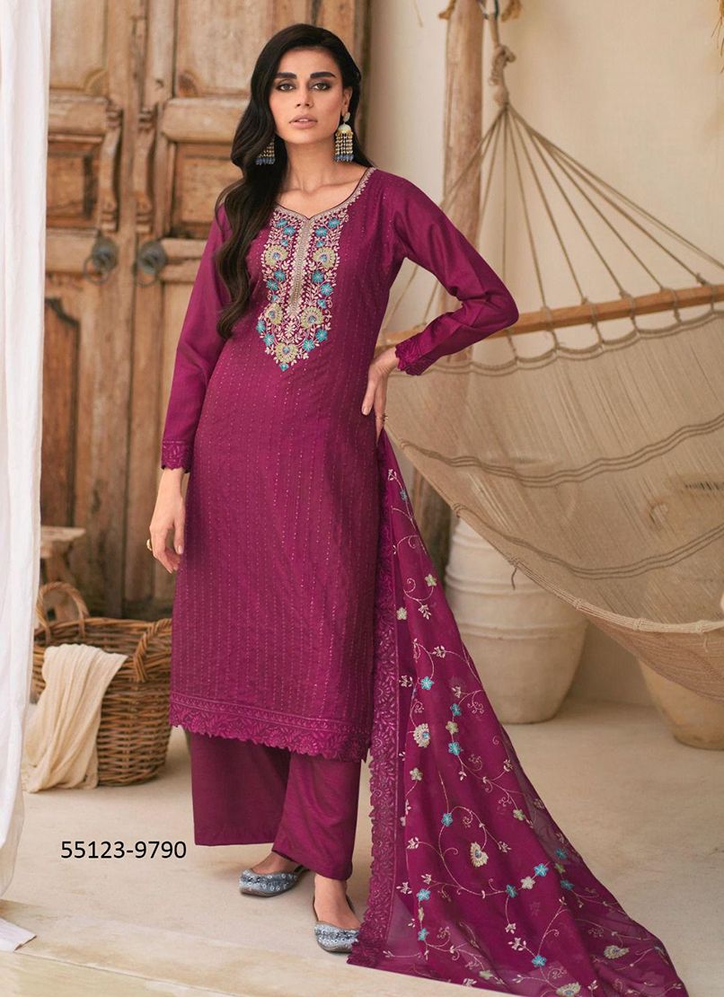 AFREEN - CATALOG # 55123 (SET OF 5 SEMI-STITCHED SUITS)