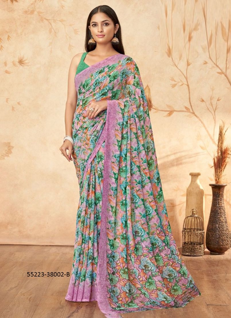 RAGAA GEORGETTE 15 - CATALOG # 55223 (SET OF 12 SAREES)