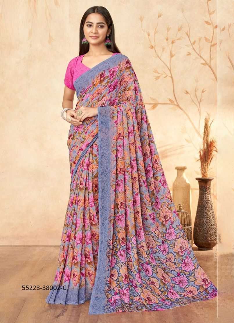 RAGAA GEORGETTE 15 - CATALOG # 55223 (SET OF 12 SAREES)