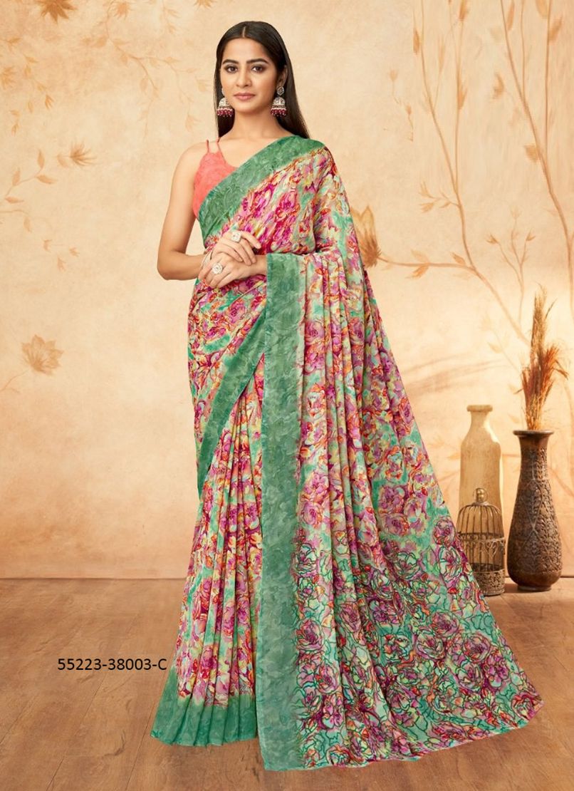 RAGAA GEORGETTE 15 - CATALOG # 55223 (SET OF 12 SAREES)