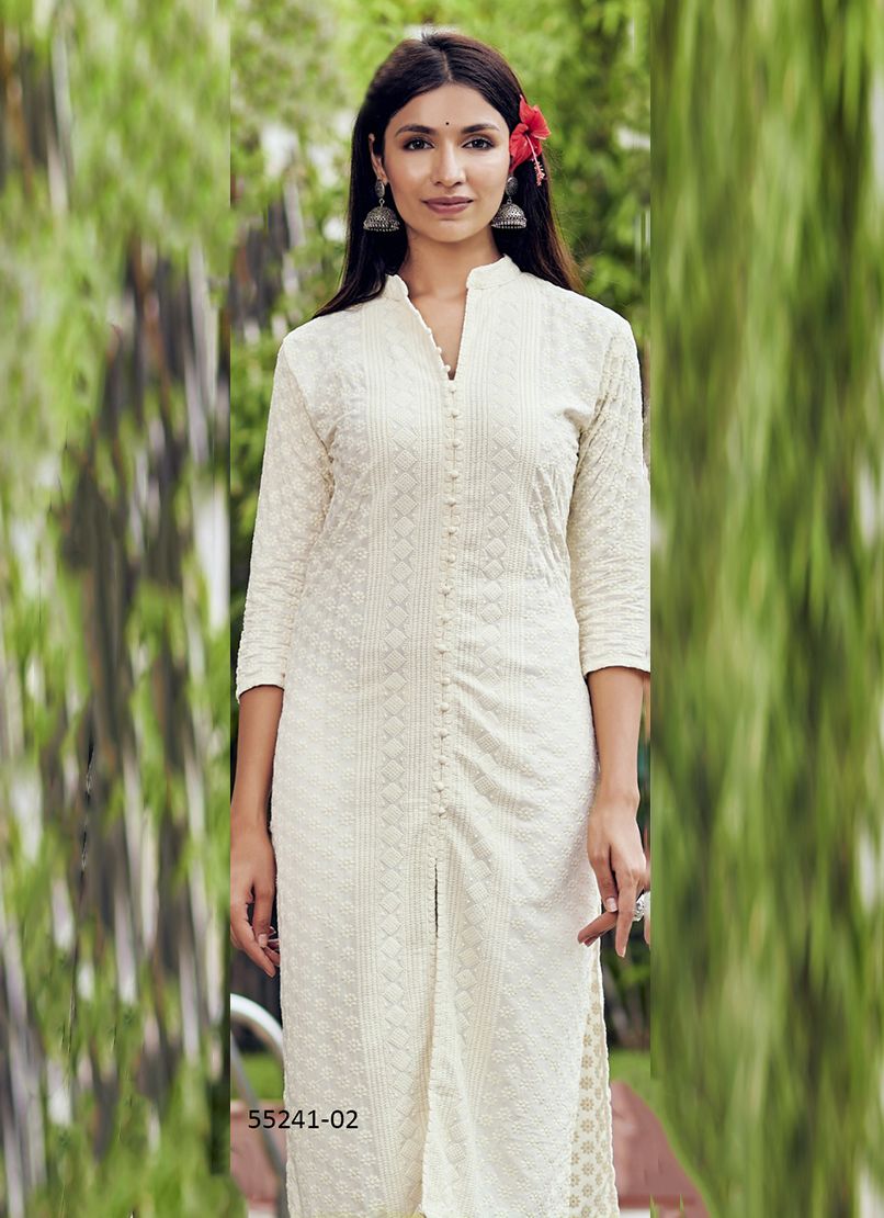 CHIKANKARI - CATALOG # 55241 (SET OF 4 SIZE-SETS [READYMADE KURTIS])