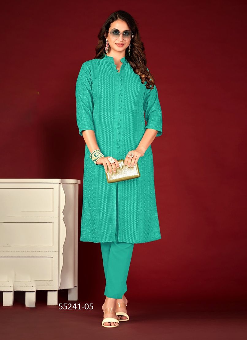 CHIKANKARI - CATALOG # 55241 (SET OF 4 SIZE-SETS [READYMADE KURTIS])