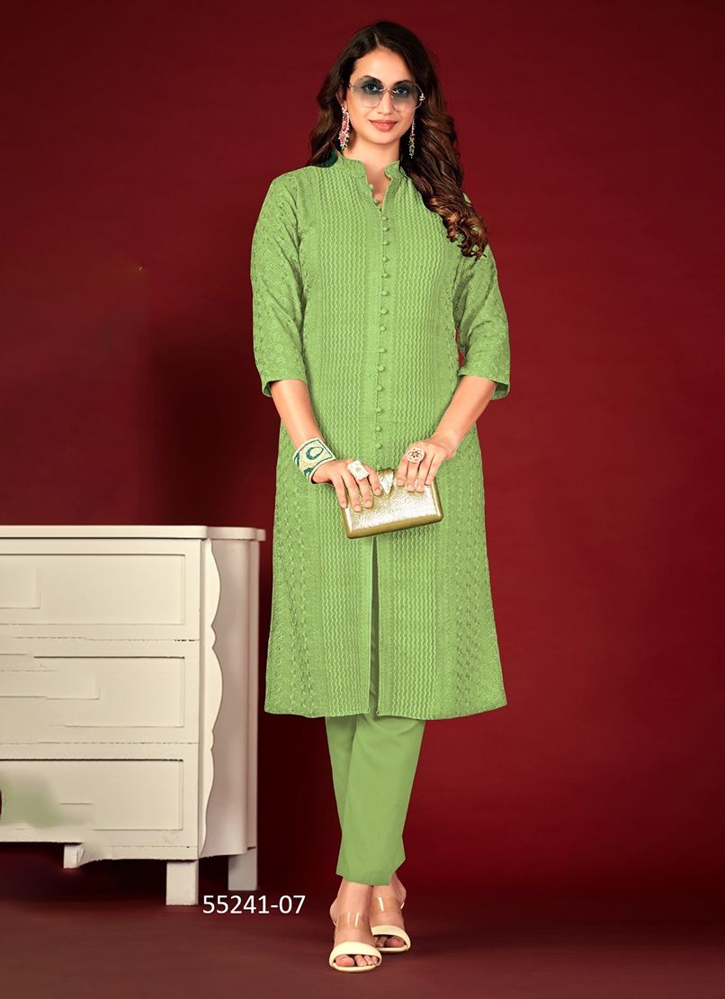 CHIKANKARI - CATALOG # 55241 (SET OF 4 SIZE-SETS [READYMADE KURTIS])