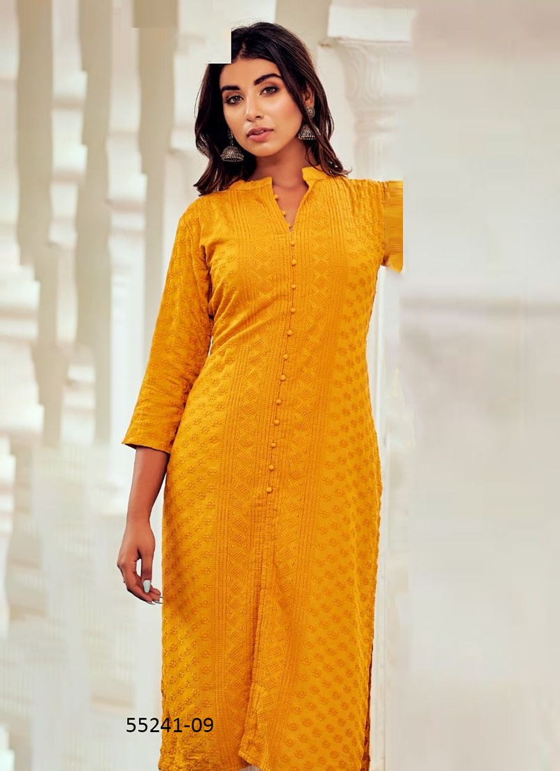 CHIKANKARI - CATALOG # 55241 (SET OF 4 SIZE-SETS [READYMADE KURTIS])
