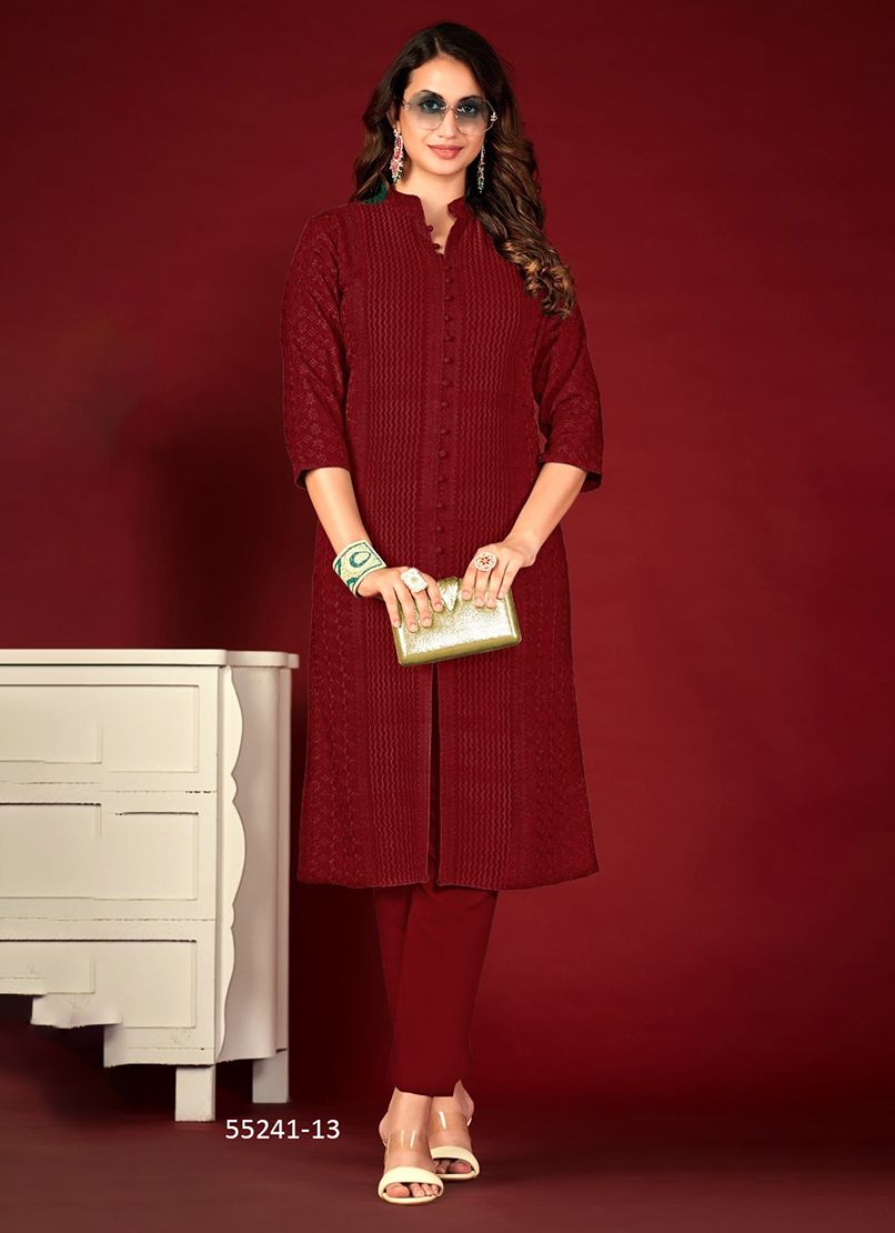 CHIKANKARI - CATALOG # 55241 (SET OF 4 SIZE-SETS [READYMADE KURTIS])