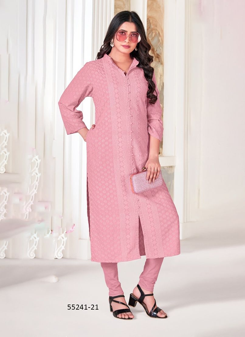CHIKANKARI - CATALOG # 55241 (SET OF 4 SIZE-SETS [READYMADE KURTIS])