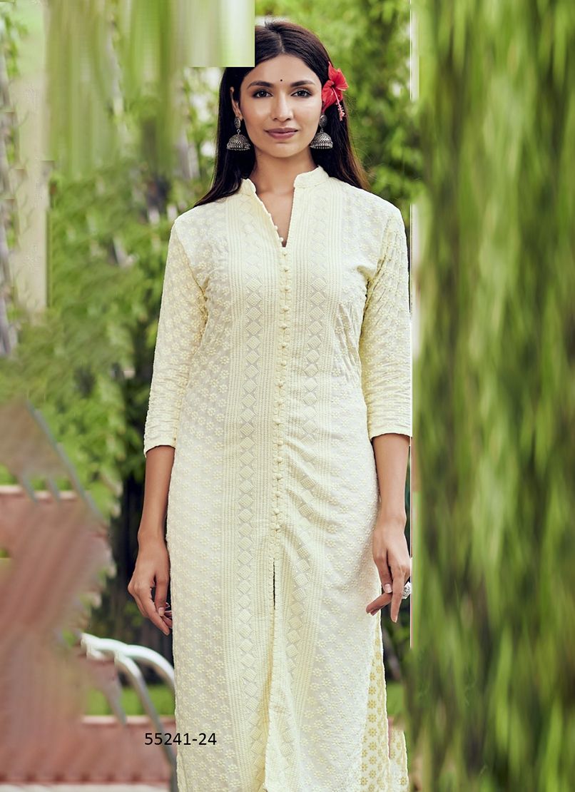 CHIKANKARI - CATALOG # 55241 (SET OF 4 SIZE-SETS [READYMADE KURTIS])