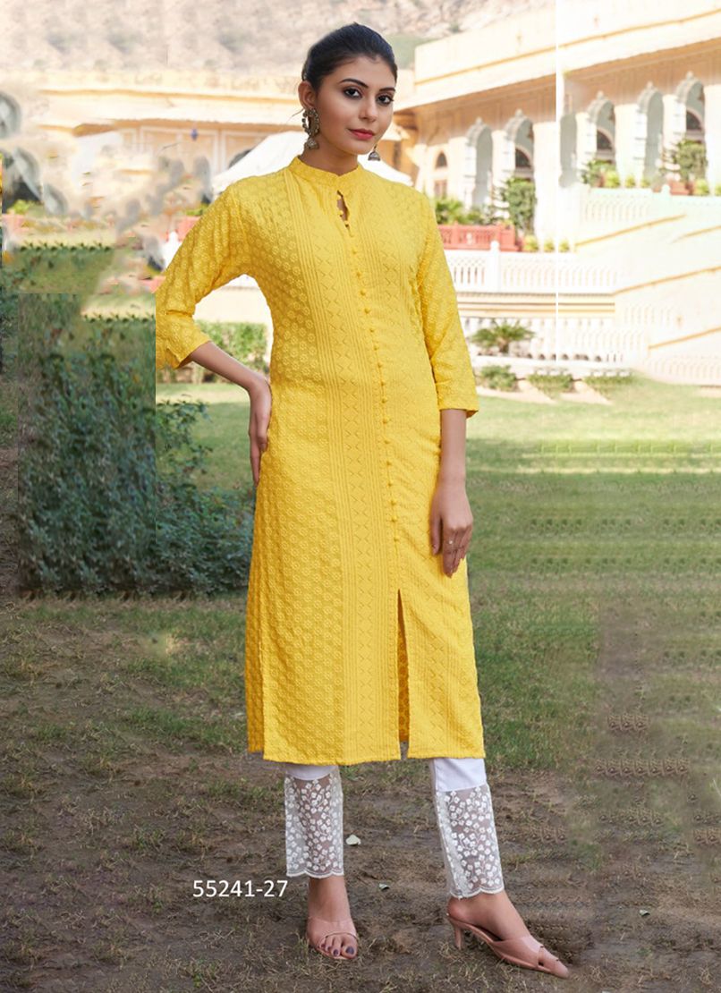 CHIKANKARI - CATALOG # 55241 (SET OF 4 SIZE-SETS [READYMADE KURTIS])