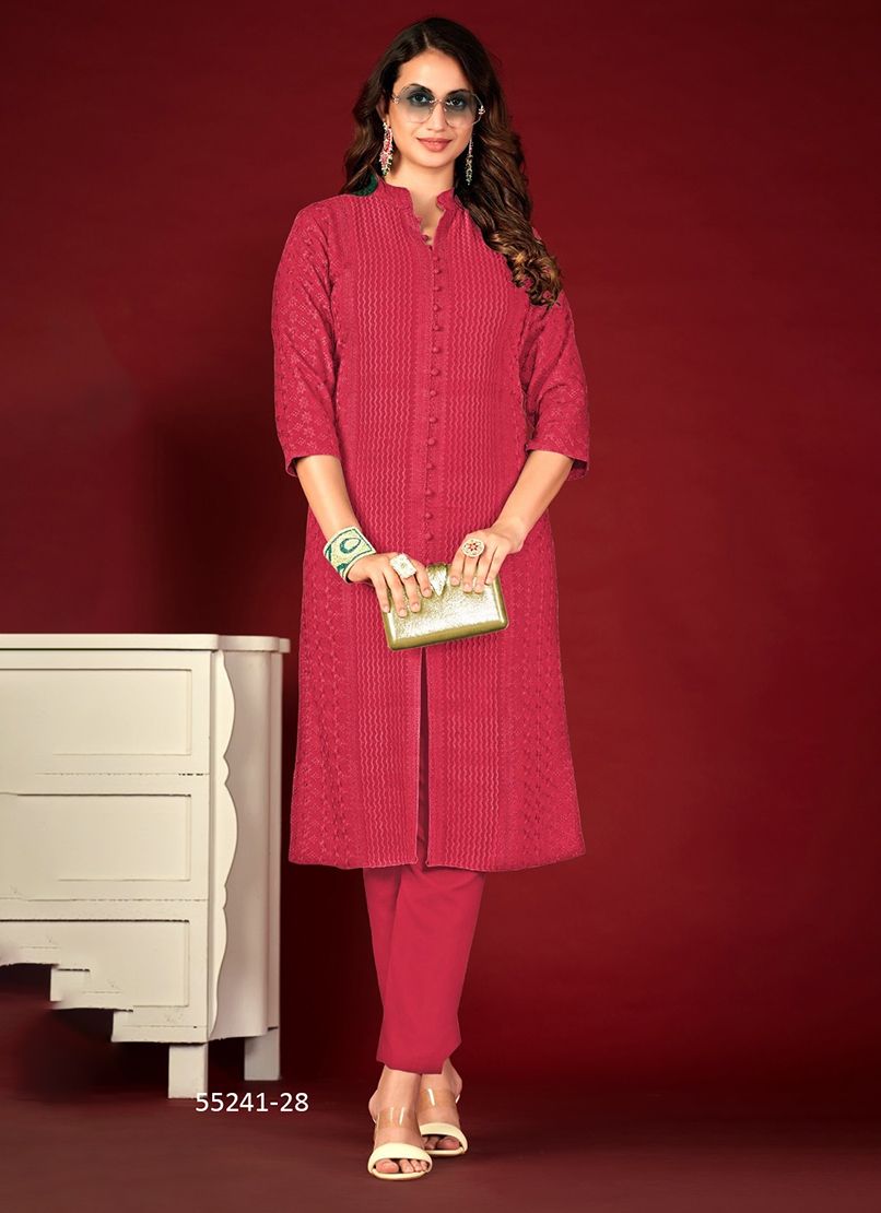 CHIKANKARI - CATALOG # 55241 (SET OF 4 SIZE-SETS [READYMADE KURTIS])