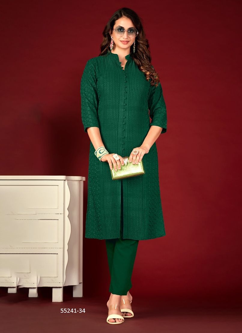 CHIKANKARI - CATALOG # 55241 (SET OF 4 SIZE-SETS [READYMADE KURTIS])