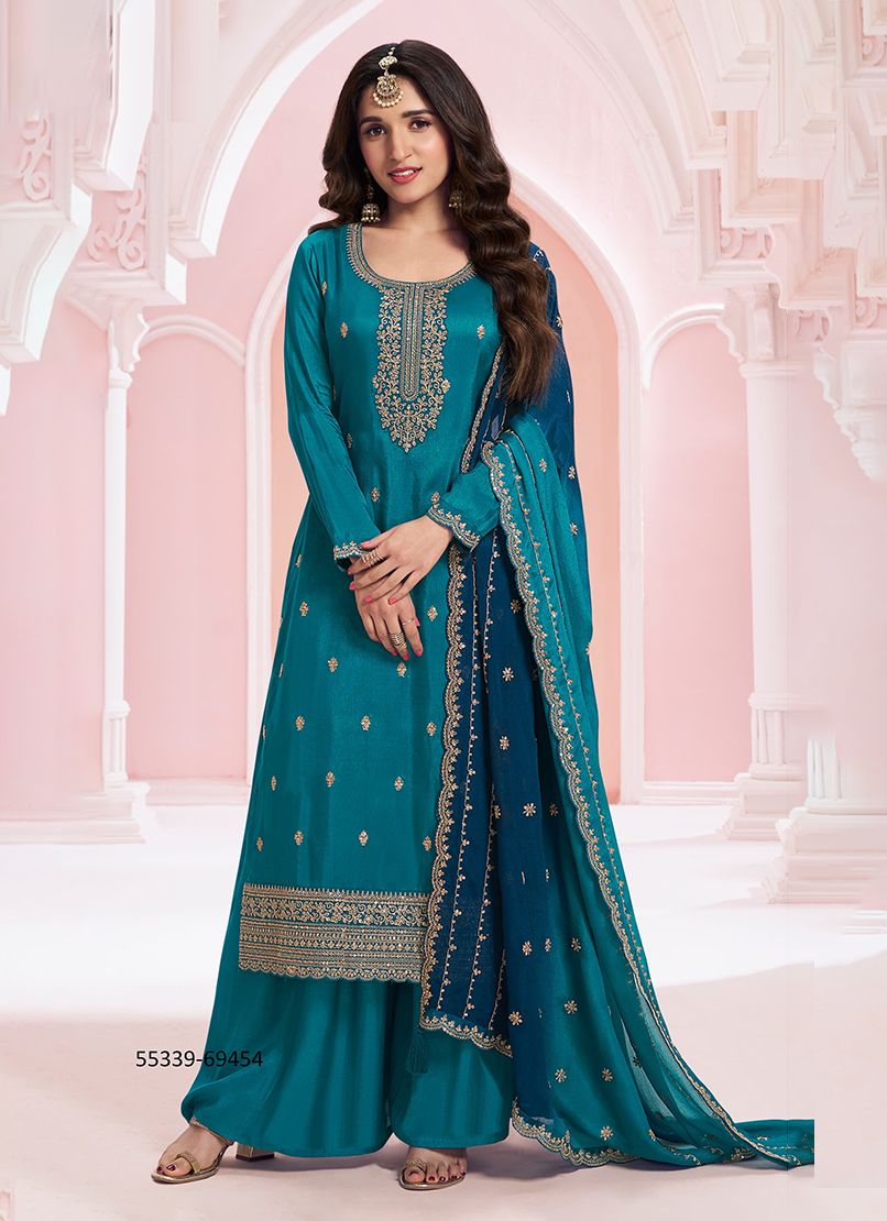 SUHAAG - CATALOG # 55339 (SET OF 4 SEMI-STITCHED SUITS) SUHAAG - CATALOG # 55339 (SET OF 4 SEMI-STITCHED SUITS)