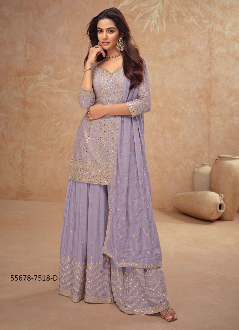PALAK 2 - CATALOG # 55678 (SET OF 4 READYMADE SUITS)