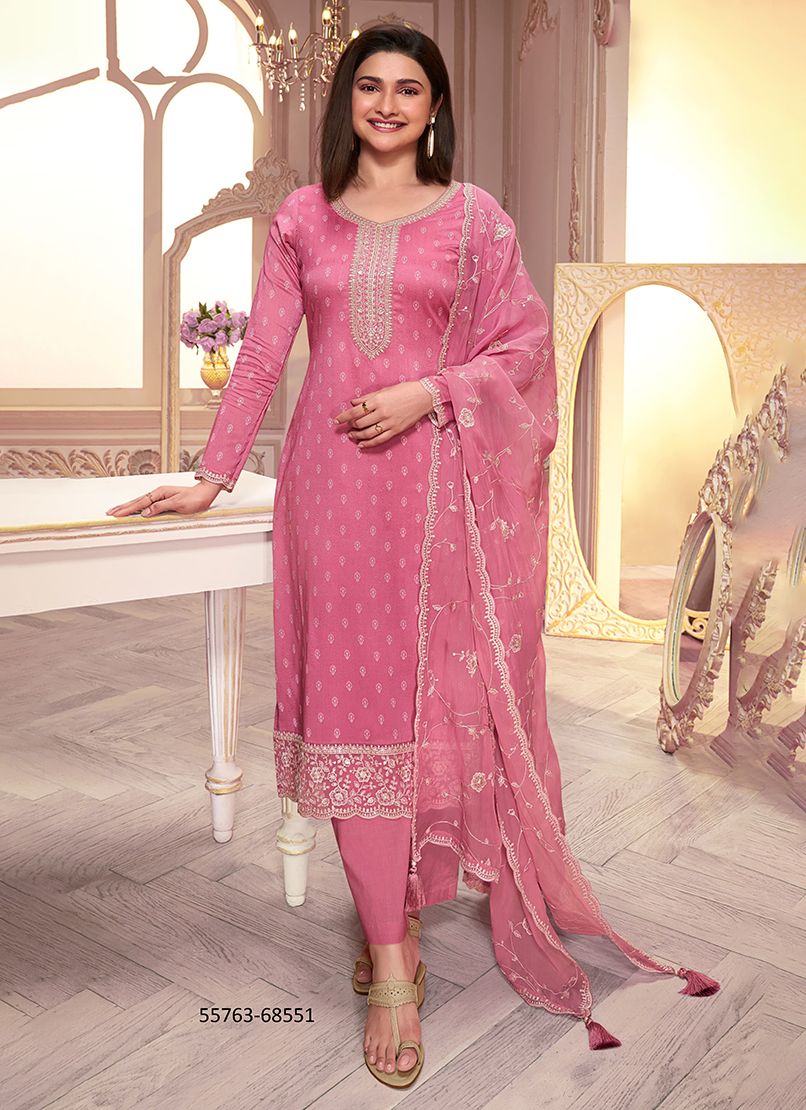 PURVA - CATALOG # 55763 (SET OF 5 SEMI-STITCHED SUITS) PURVA - CATALOG # 55763 (SET OF 5 SEMI-STITCHED SUITS)
