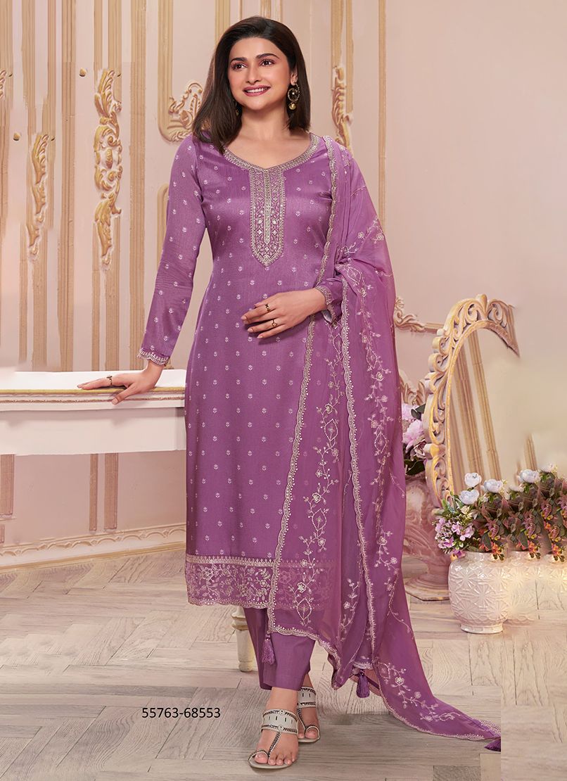 PURVA - CATALOG # 55763 (SET OF 5 SEMI-STITCHED SUITS) PURVA - CATALOG # 55763 (SET OF 5 SEMI-STITCHED SUITS)