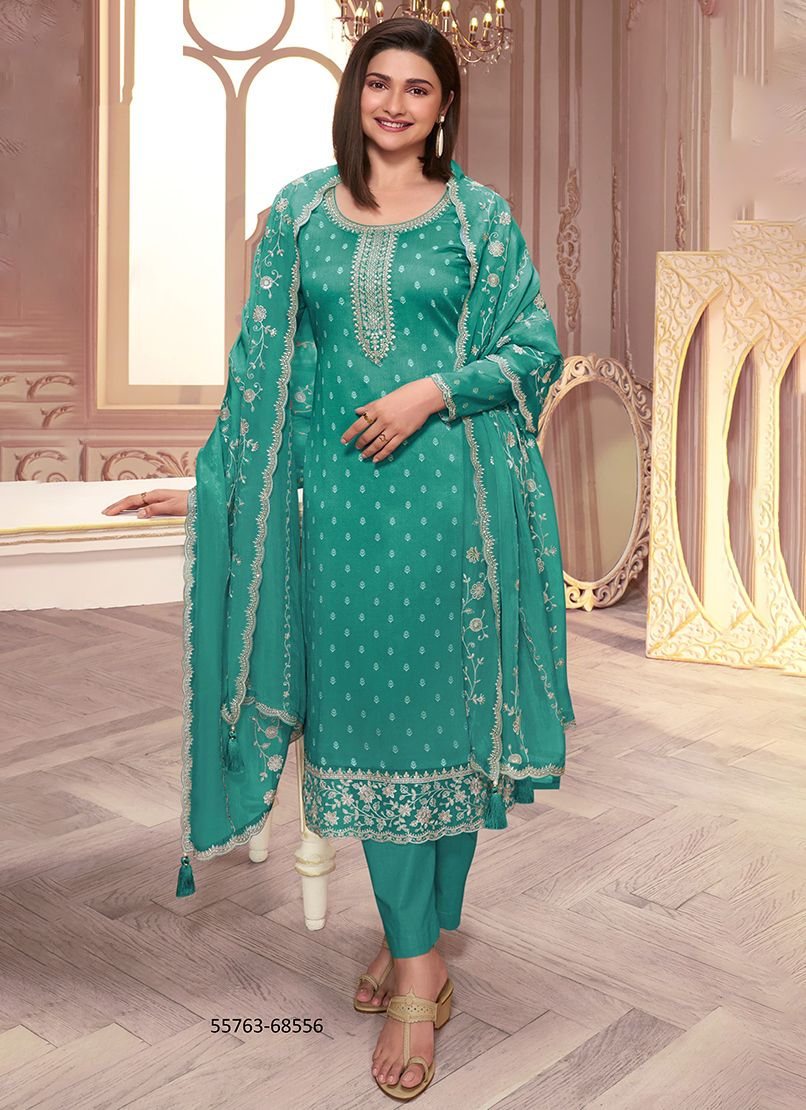 PURVA - CATALOG # 55763 (SET OF 5 SEMI-STITCHED SUITS) PURVA - CATALOG # 55763 (SET OF 5 SEMI-STITCHED SUITS)