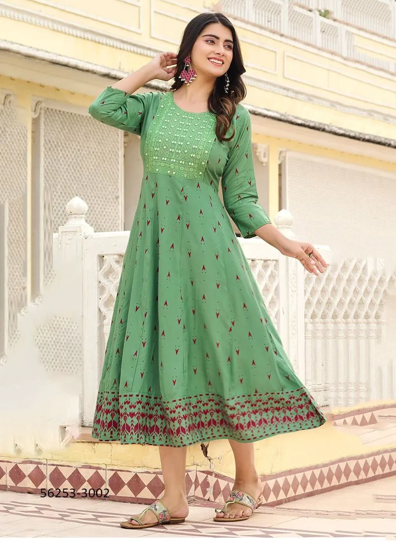 white christmas dresses Zudio Blue Hills Rayon 14Kg Anarkali Kurtis Wholesaler – Kavya Style Plus main image 0