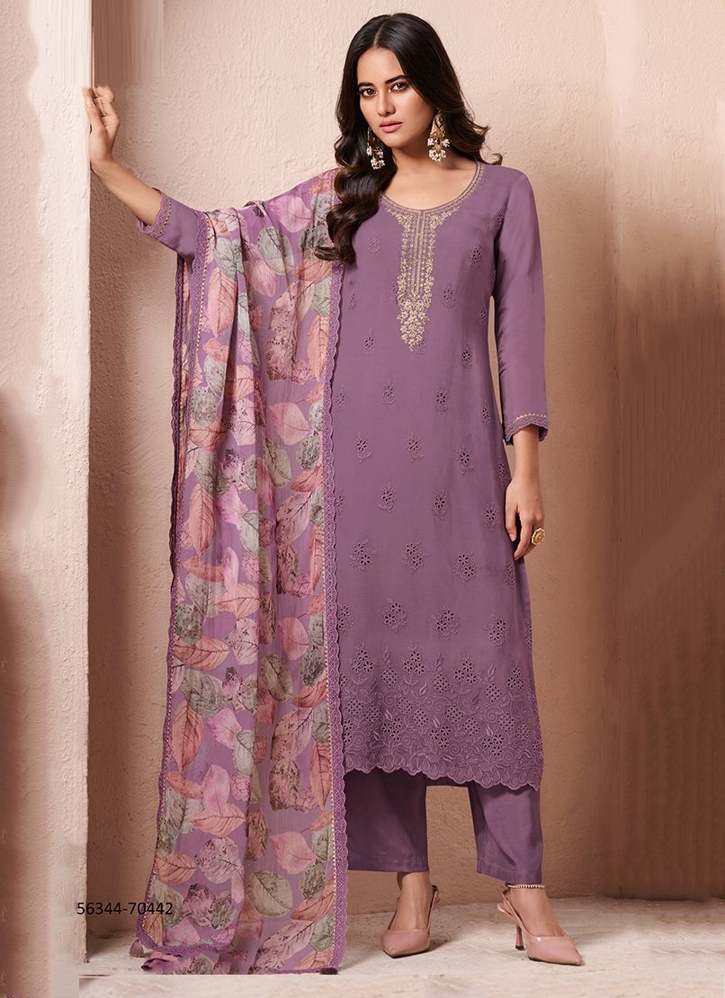 KHWAAB - CATALOG # 56344 (SET OF 4 SEMI-STITCHED SUITS)