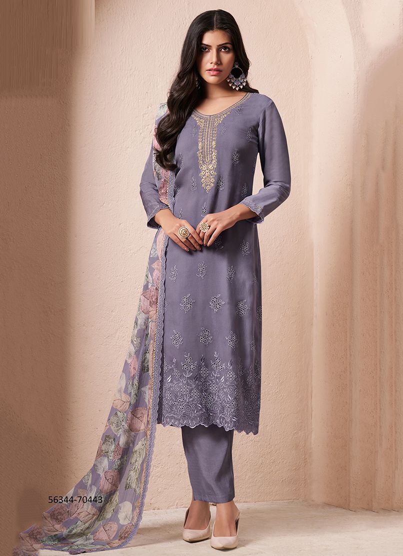 KHWAAB - CATALOG # 56344 (SET OF 4 SEMI-STITCHED SUITS)