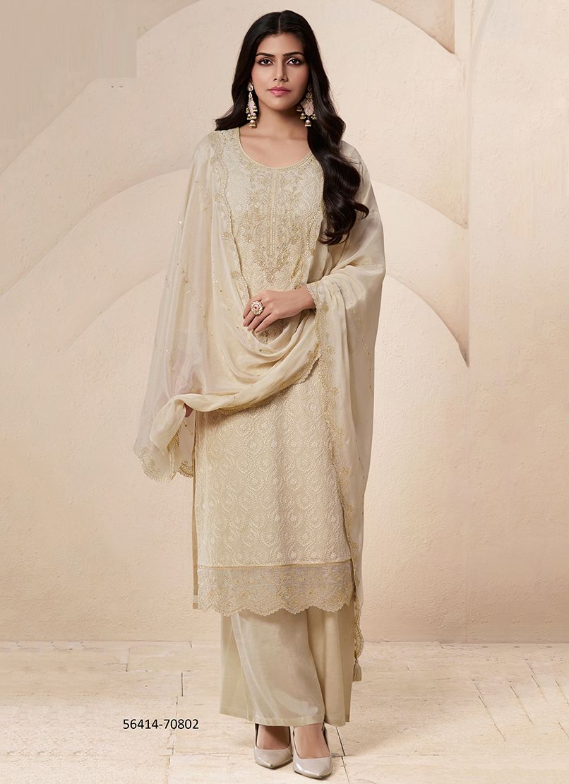 SAROJ 2 - CATALOG # 56414 (SET OF 4 SEMI-STITCHED SUITS)