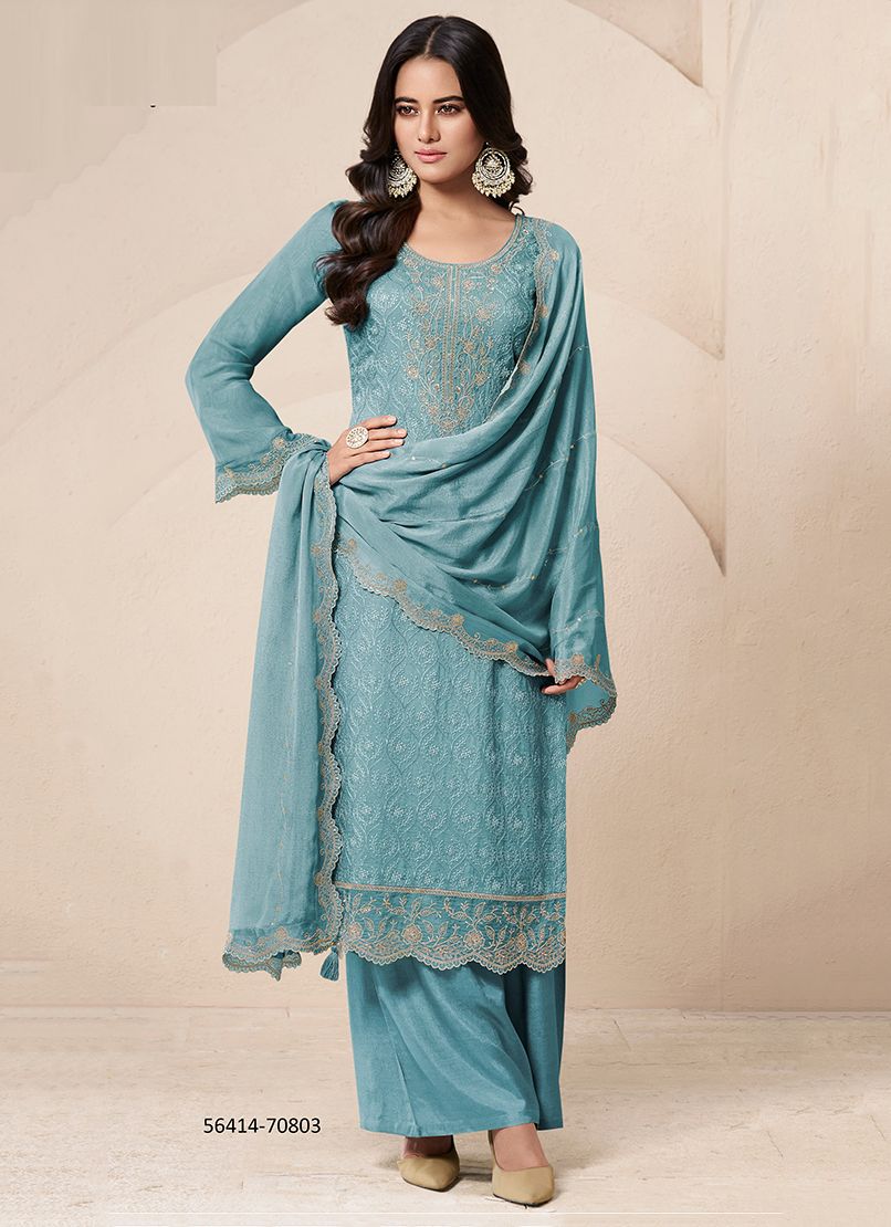 SAROJ 2 - CATALOG # 56414 (SET OF 4 SEMI-STITCHED SUITS)