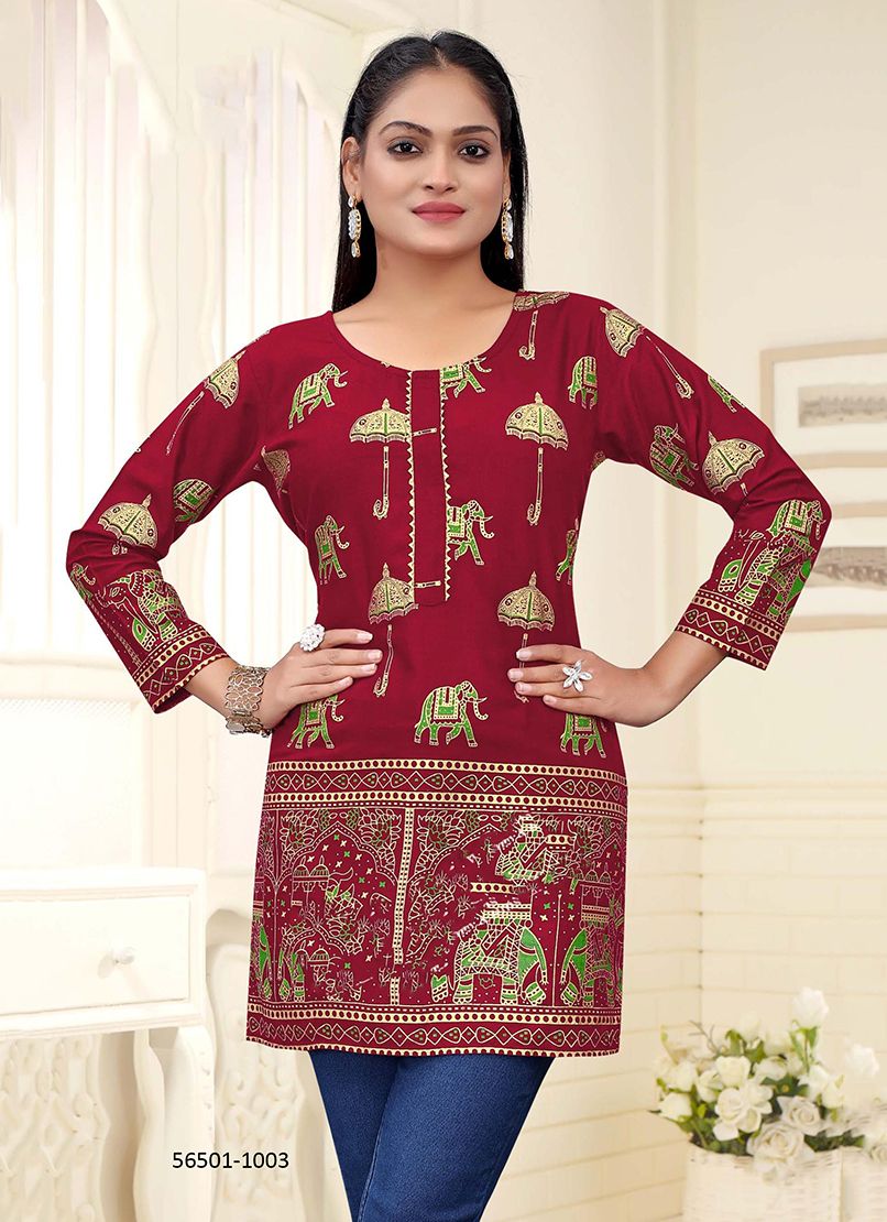 KIKI - CATALOG # 56501 (SET OF 7 READYMADE KURTIS) MADE IN INDIA BY SANGEET