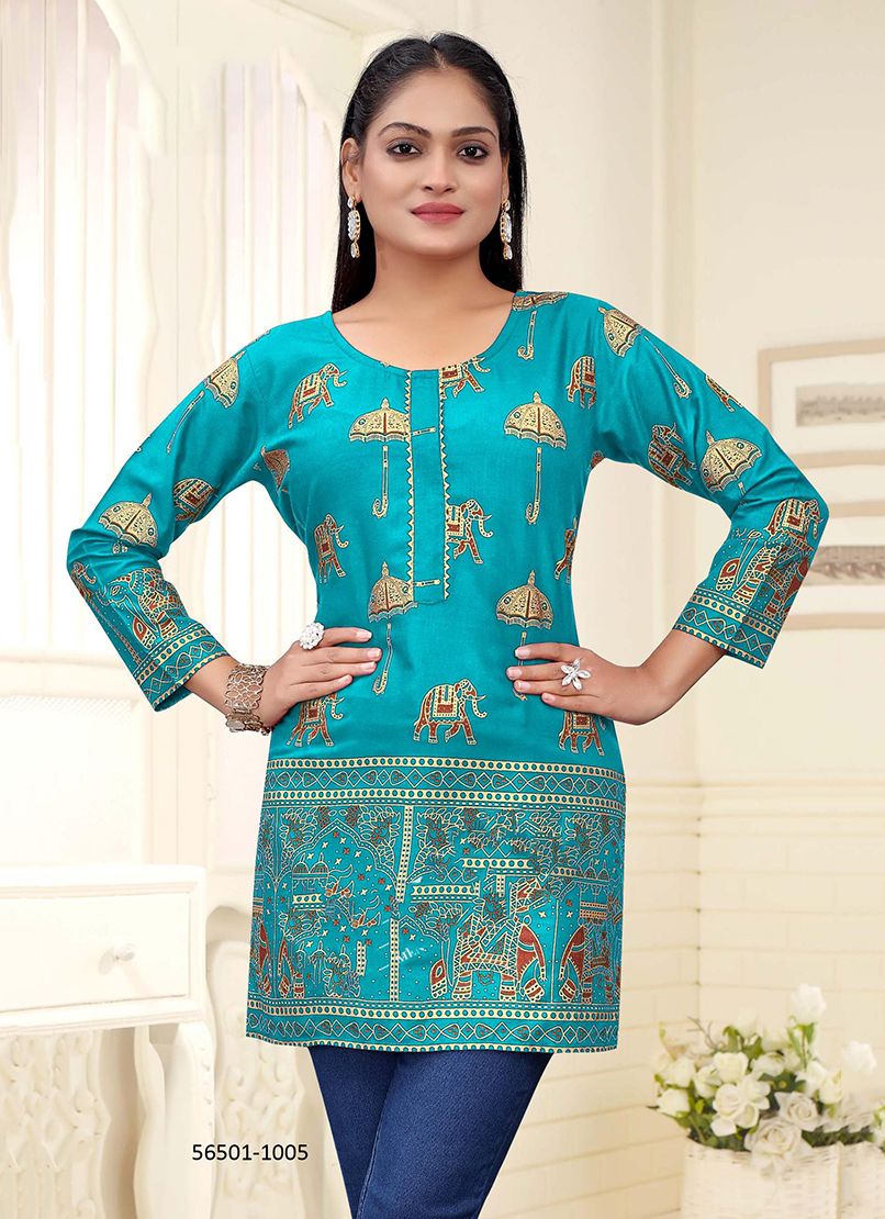 KIKI - CATALOG # 56501 (SET OF 7 READYMADE KURTIS) MADE IN INDIA BY SANGEET