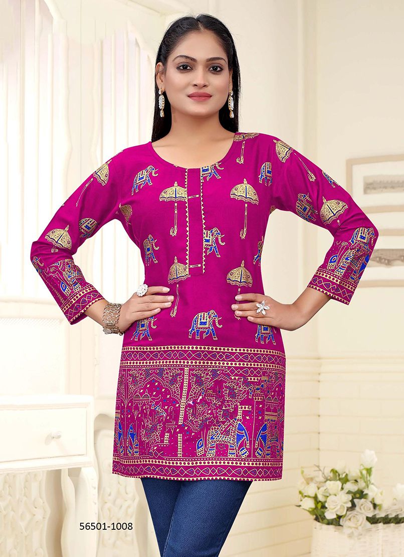 KIKI - CATALOG # 56501 (SET OF 7 READYMADE KURTIS) MADE IN INDIA BY SANGEET