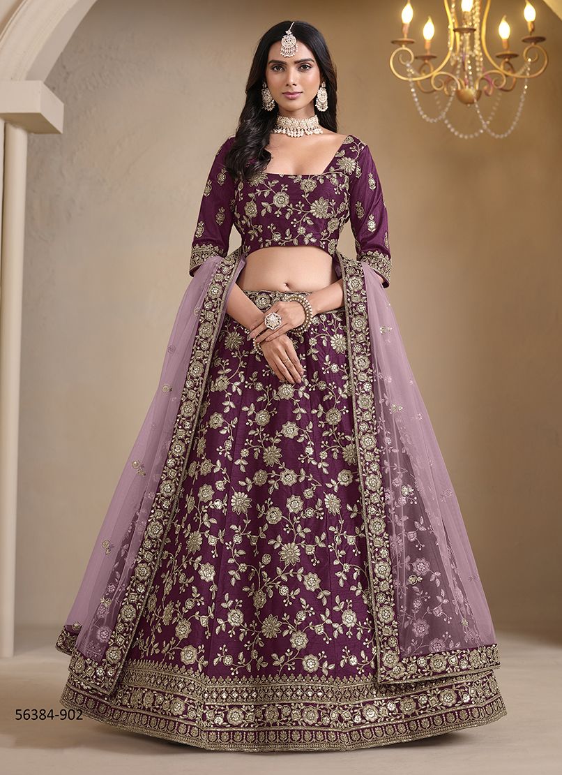 MEHWISH 9 - CATALOG # 56384 (SET OF 4 LEHENGAS (SEMI-STITCHED))