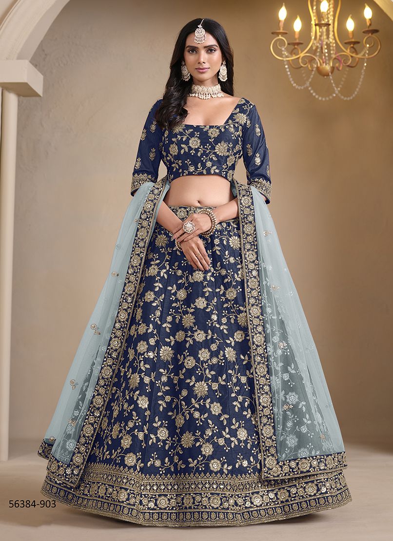 MEHWISH 9 - CATALOG # 56384 (SET OF 4 LEHENGAS (SEMI-STITCHED))