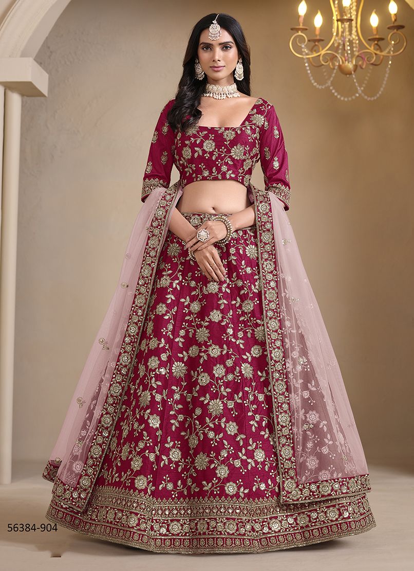 MEHWISH 9 - CATALOG # 56384 (SET OF 4 LEHENGAS (SEMI-STITCHED))